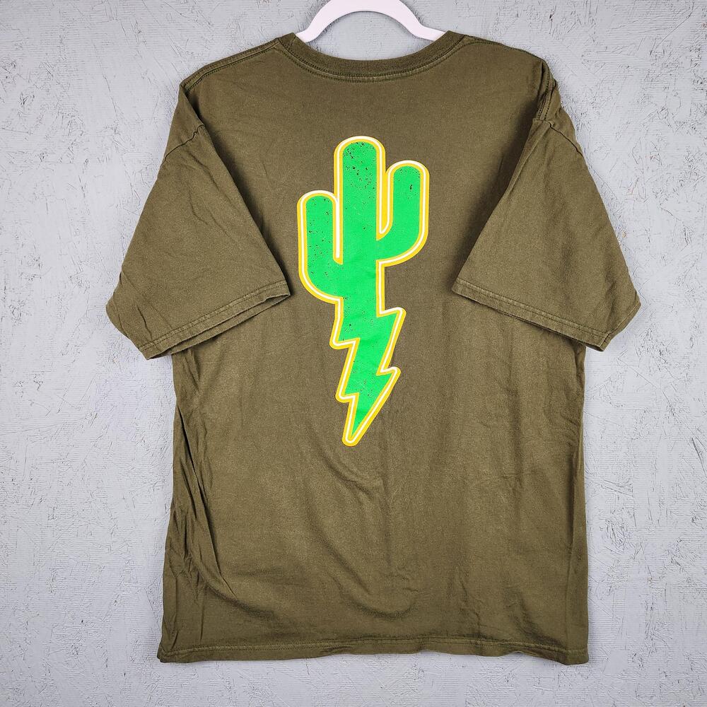 Shred Till You're Dead Shirt Mens Large Olive Green Cactus Lightning Graphic Tee